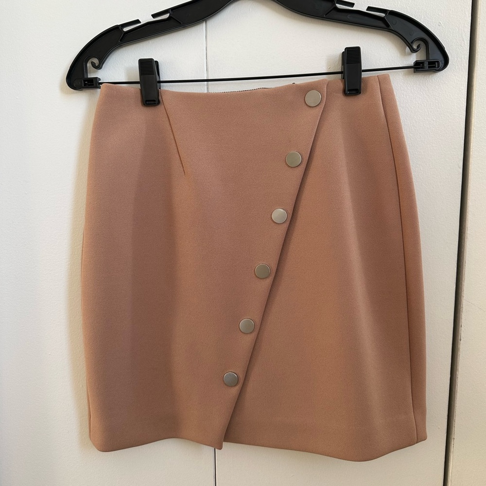 Maje Mini Skirt in Dusty Rose with Snap Button Detail